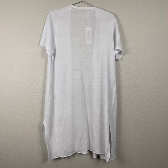 Eileen Fisher Short Sleeve Organic Linen Knit Cardigan White Size Large Cozy NWT - Picture 3 of 11